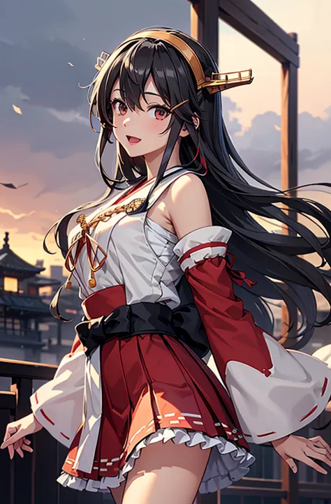 Highest quality, masterpiece, High resolution, 一人in, {Aaron_Kantai Collection:1.15}, black_hair, length_hair, hair_ornament, hai...