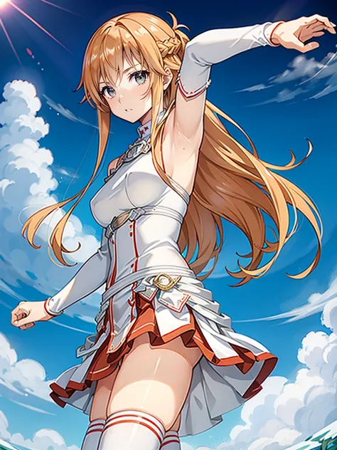 high kick,kicking,panties、skirtliftfront、panty shot、upskirt、Low - Angle、Not aware、Raise your arms、Armpit、aaasuna, long hair, bro...