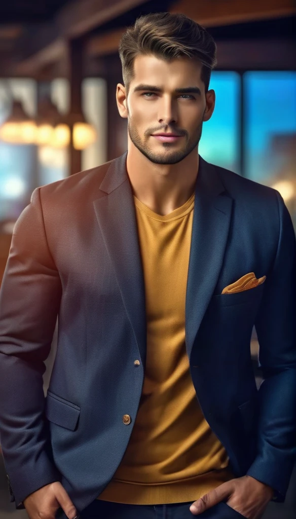 ((a handsome man, male model modern clothing, full-length portrait: 1.5)), (best quality, 4k, 8k, high resolution, masterpiece: 1.2), ultra detailed, (realistic, photorealistic, photorealistic : 1.37), HDR, UHD, studio lighting, ultra-fine painting, sharp focus, physically based rendering, extreme detailed description, professional, vivid colors, bokeh, dramatic lighting, cinematic compositing