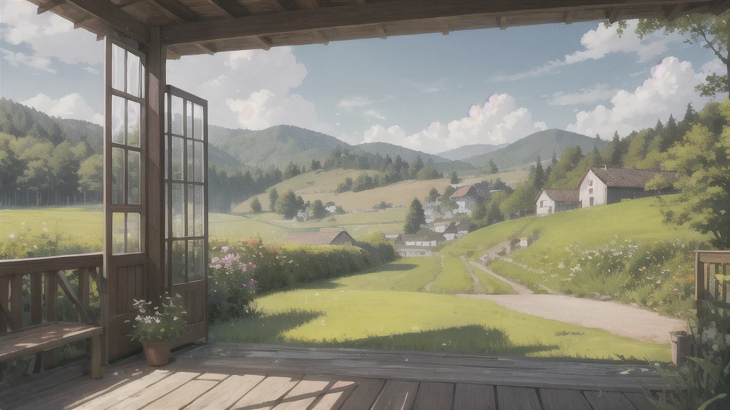 Soothing rural scenery、Nostalgic、An illustration