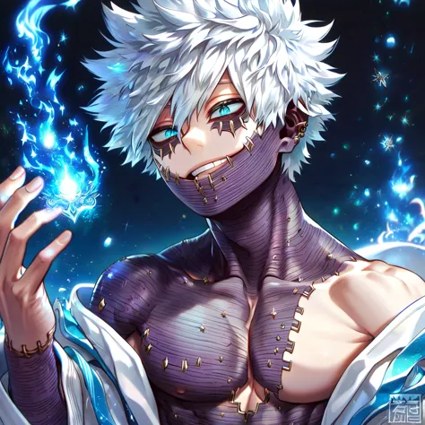 (absurdres, highres, ultra detailed, HDR) master piece, best quality, extremely detailed face, delicated features, Dabi, white h...