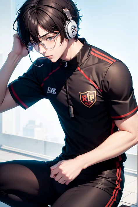 Ren Amamiya Persona,Boy Anime,football uniform, glasses, headphones on head