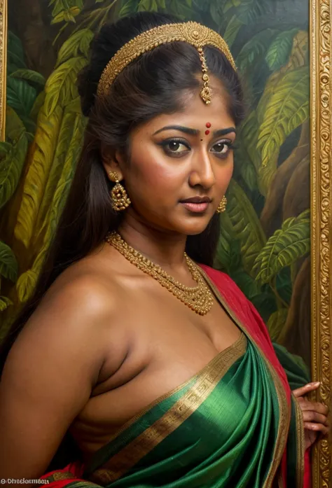 looks like nayanthara, exotic indian art, inspired by oviyar maruthi style painting, inspired by mohanan manimala, full figured ...