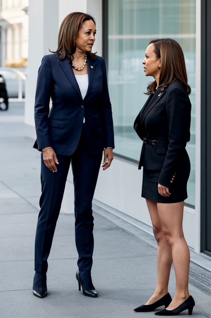 Kamala harris in shiny black pantyhose talking with female finnish ...