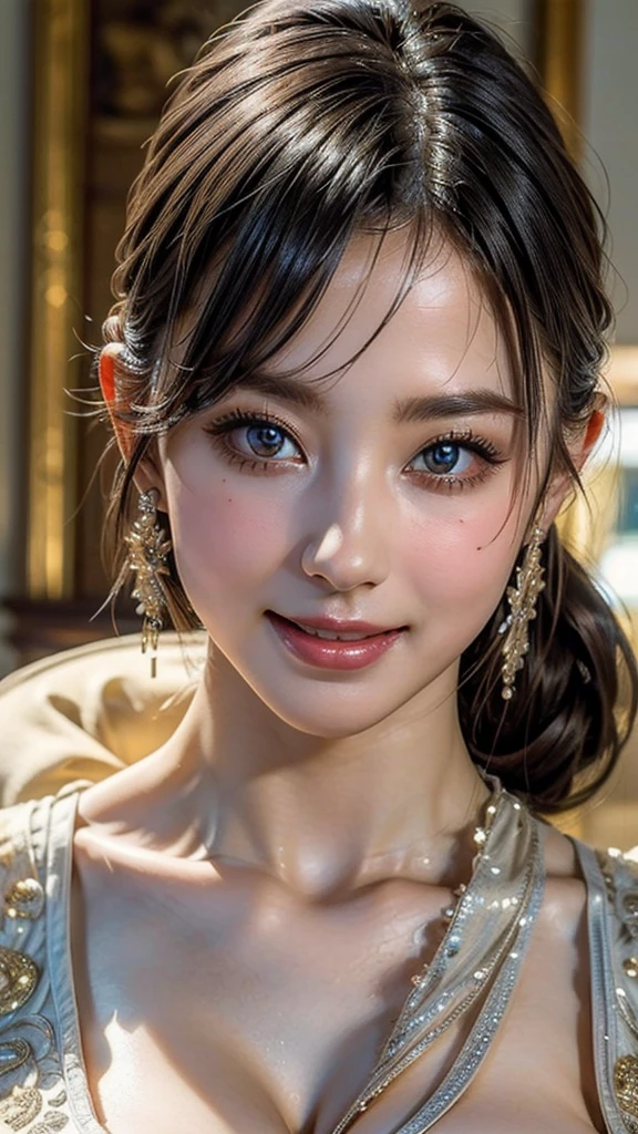 (high quality , Super detailed:1.2 ) , (Highly detailed beautiful face:1.4), ((Highest quality)), ((masterpiece)),smile ,beautiful woman, ((highest quality)), ((masterpiece)), (be familiar with), perfect face、(8K, highest quality, masterpiece:1.2),(highest quality:1.0), (ultra high resolution:1.0),((Natural big breasts:1.2))