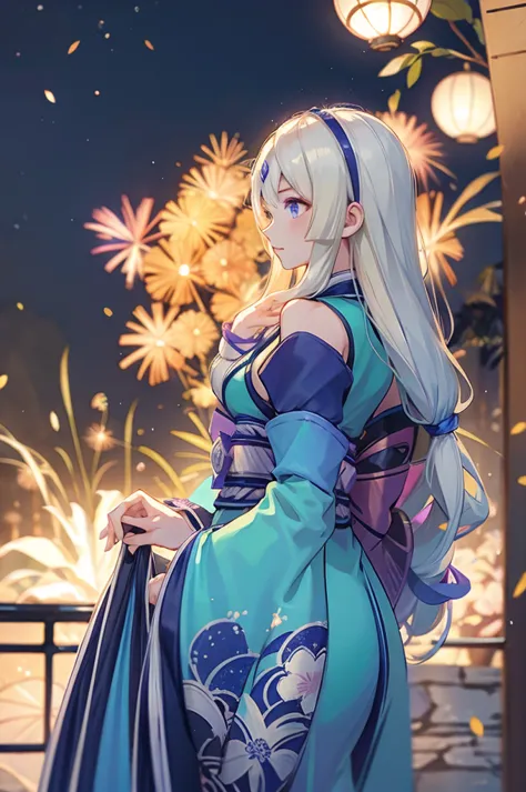 kagura kimono night in the firework