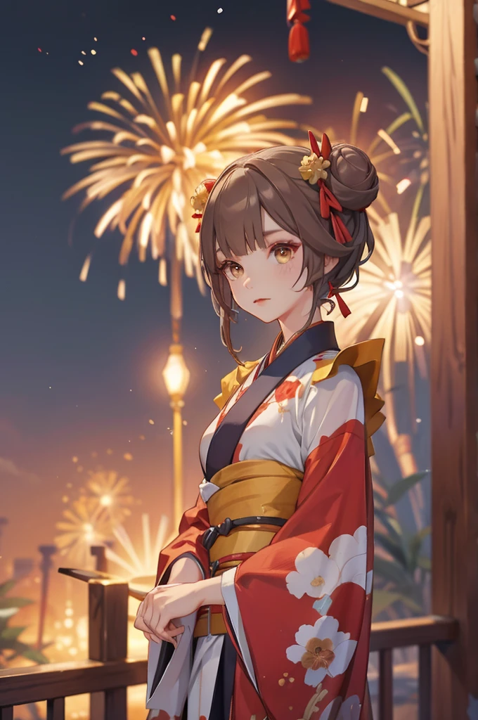 Soirée kimono de Wanwan sous les feux d'artifice 