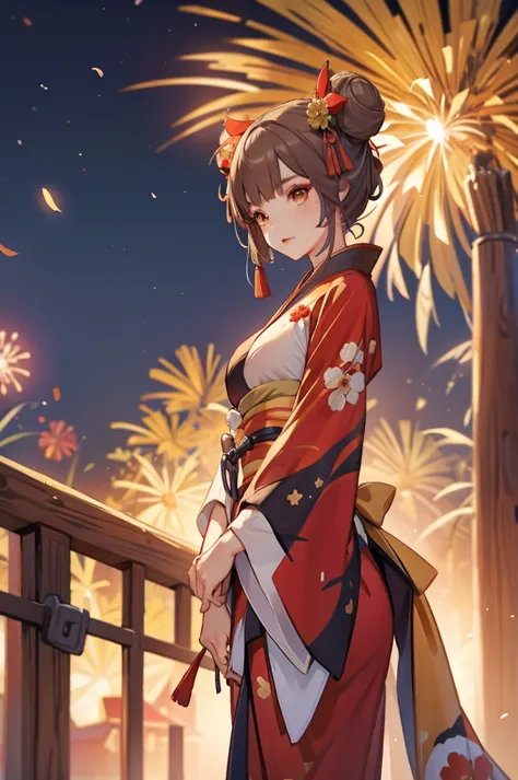 Wanwan kimono night in the firework 