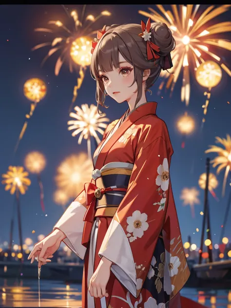 wanwan kimono night in the firework