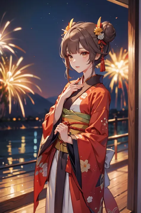 Wanwan kimono night in the firework 