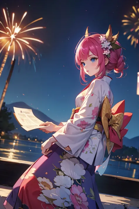 kimono night in the firework