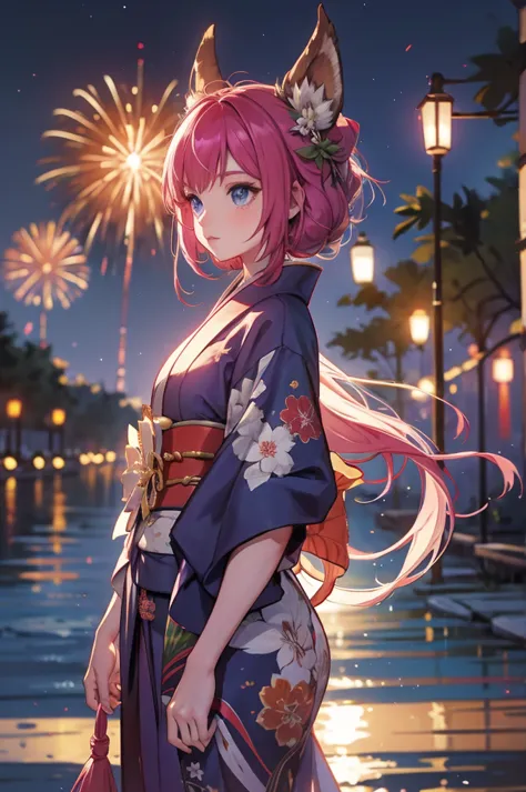 kimono night in the firework