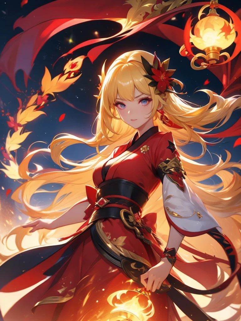 Ruby mobile legends kimono noche fuego trabajo , pelo rubio 