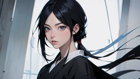 rukia kuchiki from anime bleach, black hairstyle, beautiful, high quality,extremely detailed,masterpiece