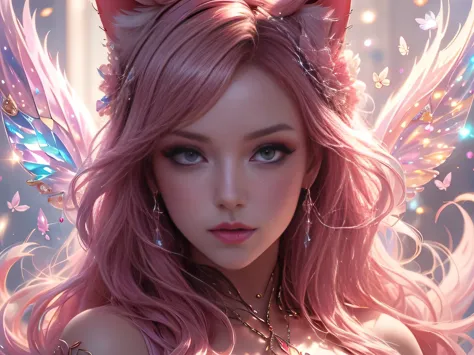 (Best Quality, 8K, Masterpiece, HDR, Soft Lighting, Picture Perfect, Realistic, Vivid), Cat Girl (1.0), Cat Girl with Red Hair a...