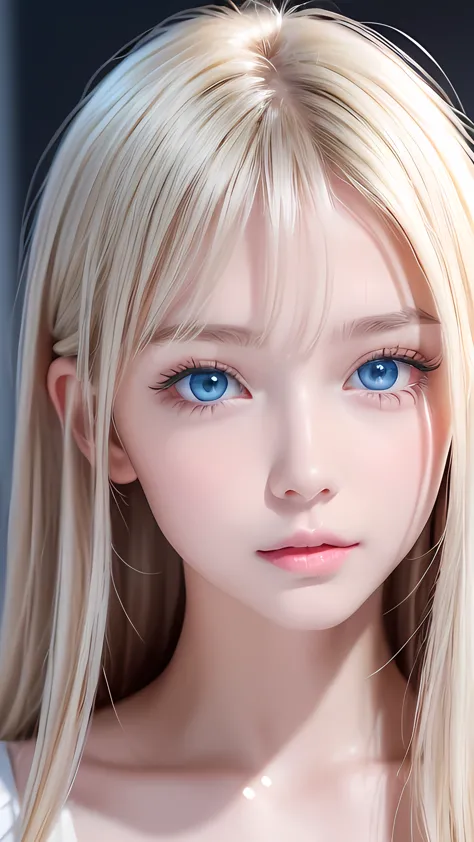 Clear white glossy skin、Face gloss、Bangs that hang in front of a cute face、16 year old incredibly cute sexy little beautiful Nor...