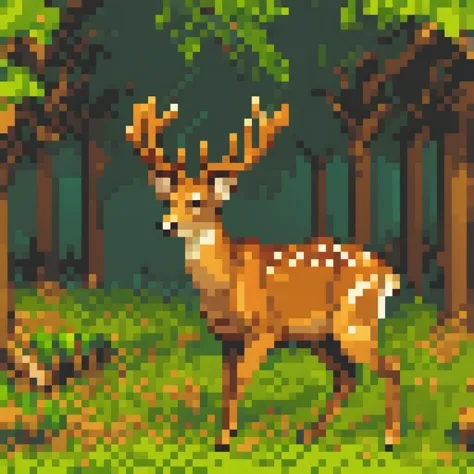 deer,  pixel art, pixarfk,