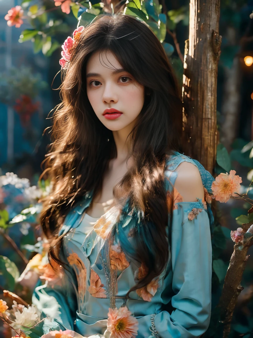 spring，1girl，((beautiful eyes))，((Perfect and refined limbs))，Sitting，在Grass地上，tent，flower，outdoor，Tree，landscape，daytime，Sky，cloud，Grass，橙flower，白flower，nature，Vague，红flower，(masterpiece，Best quality:1.2)，lifelike，Reality，梦幻般的Light芒，错综复杂的detail，Ultra Detailed，detail，High contrast，美丽细致的Light芒，Bright，更多detail，精细发Light，very fine 8K CG wallpaper，Depth of Field，Abuse of color difference，Soft colors，非常精致的Light线，眩Light，Light，Light粒子，reflection，((Infrared photography))