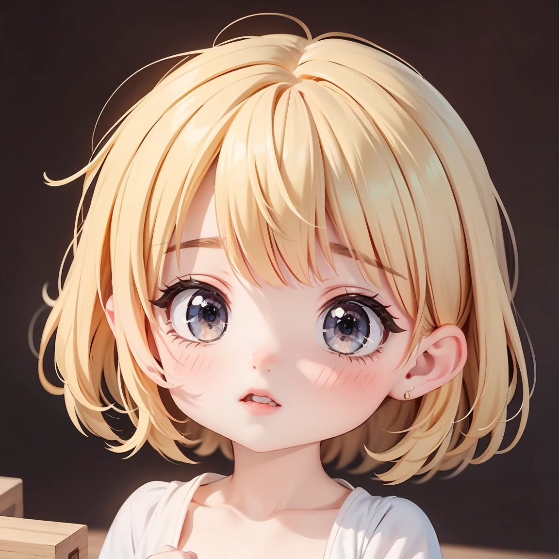  Chibi Character：1.5、Blonde Hair、Cute 7 year old girl
