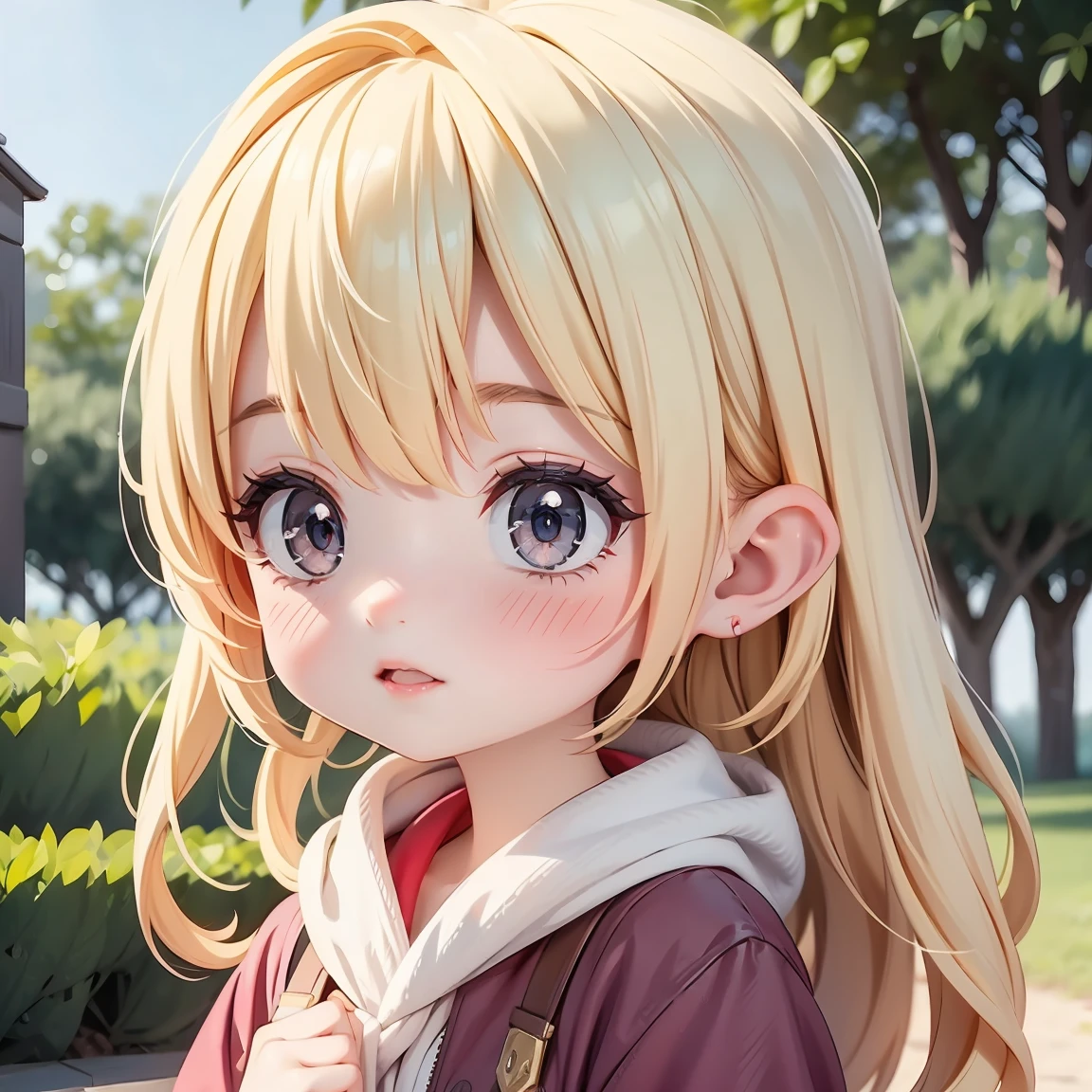  Chibi Character：1.5、Blonde Hair、Cute 7 year old girl