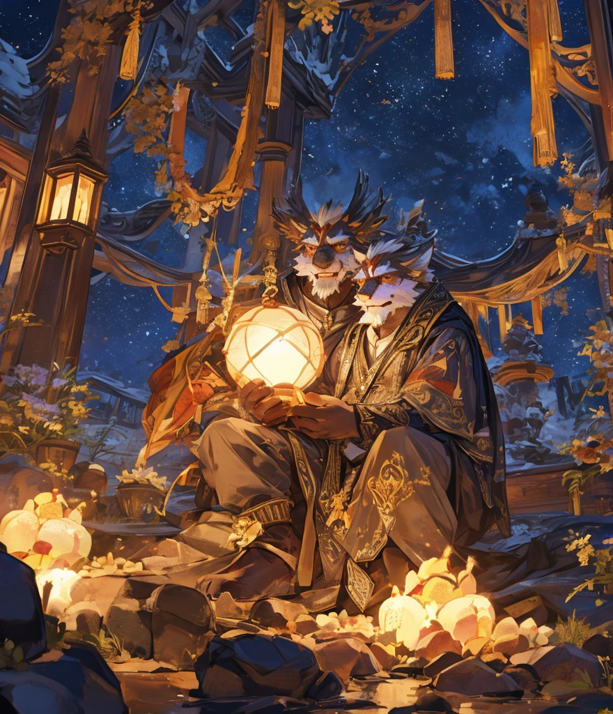 Uncle Luo&#39;Muscles are sweating，Cherry blossoms are falling. High quality 4k wolf