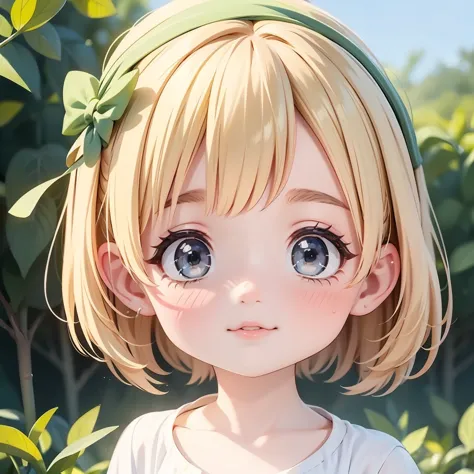  Chibi Character：1.5、Blonde Hair、Cute 7 year old girl