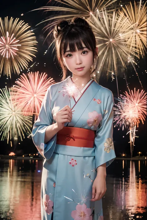 Perfectly Anatomically Correct:1.4, 5 Beautiful finger:1.4, 
No Shooting-Up of Fireworks:1.4, 
1 Japanese Girl, Very Short Hair ...