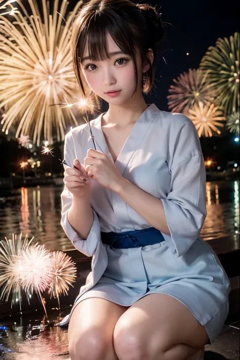 Perfectly Anatomically Correct:1.4, 5 Beautiful finger:1.4, 
Non Shooting-up Fireworks:1.4, 
1 Japanese Girl, Very Short Hair Bu...