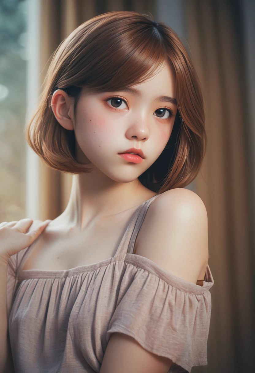 (Cinematic photo:1.3) From (Thigh-length photos:1.3),(skinny:1.3) Beautiful 12 year old girl, (complex brown hair), Highly detailed texture кожи, realistic texture кожи, looks straight into the camera, (looks at the viewer) ), pout, , Shine, Dramatic, Dreamy, pastelный цветочный сад, elegant, strange, gentle, Highly detailed, difficult, UHD Digital Photography, Fantasy theme, skinny shoulders, Photo to the knees , beautiful young girl, big, Beautiful body, highly detailed full-length shot, Dreamy, pastel, watercolor, strange, gentle, detailed hair band, Highly detailed texture, realistic texture, digital painting, highly detailed photo, (art deco: 1 .хFromоралFromм:1.3),(Classic realotm:1.3),(Fujifilm Superia:1.3),, golden hour light,