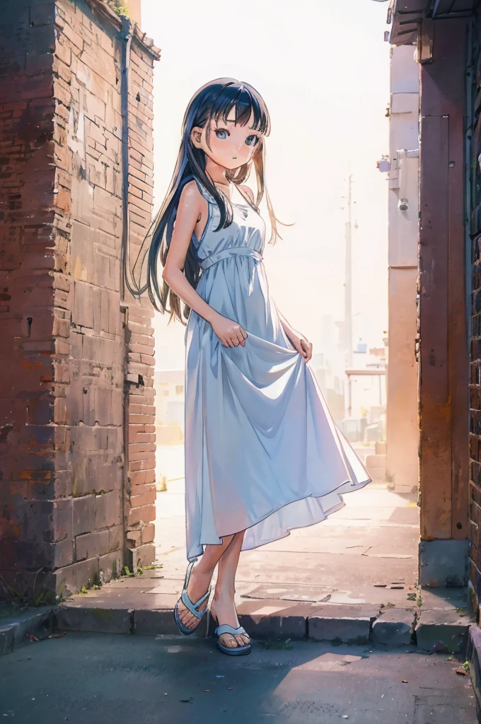 Model Mädchen mit langem Kleid