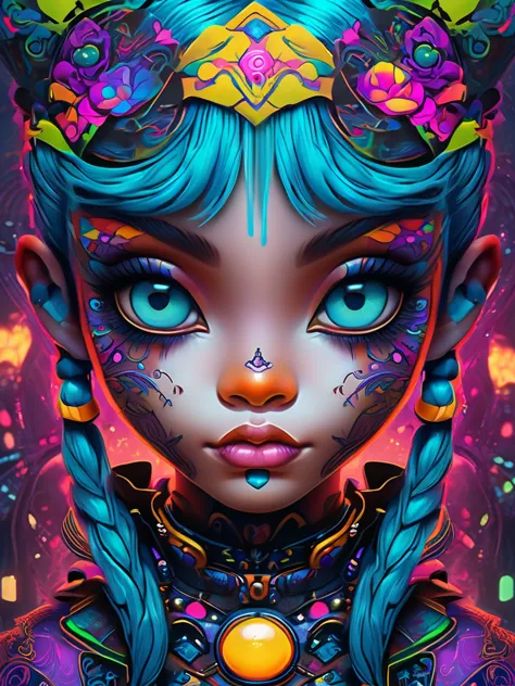 a close up of a person with a colorful face and a tattoo, cyberpunk art inspired by jasmine becket-griffith, trending on cgsocie...