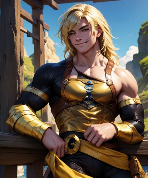 (((Luxurious shoulder length blond hair and sexy smirk.))) (((18 years old.))) (((18yo.))) (((Cute smirk.))) (((Single character...