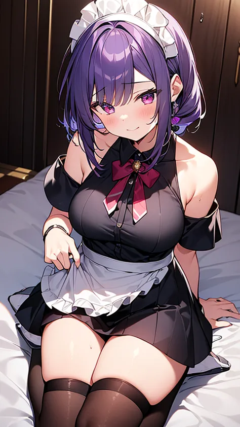 最high quality, high quality, Super detailed, 32k, Ultra-detailed details, 2 girls, With maid(only, pretty girl, beautiful purple...