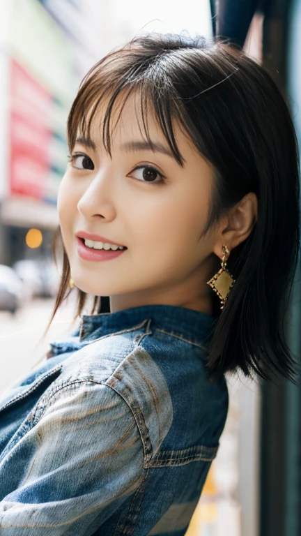 (Highest quality, Flying debris, Realistic photos, Very detailed, Ultra-high resolution, to be born:1.3), (1 female, Beautiful Japanese actresses, Age 25),  (A shy smile), Detailed face，Flashy makeup using red eyeshadow，Large ring earrings，Light blonde delicate medium cut hair，The tips of the hair are wavy，Elegant hairstyle，Beautiful Eyes, Slender actress，Small breasts,  White shirt，(mini skirt)，White panties，