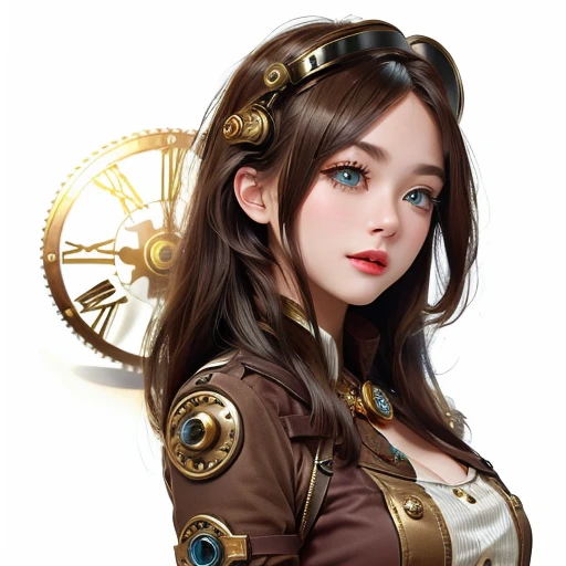 una hermosa joven vestida con un traje steam punk