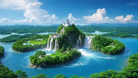 Floating Island々

Multiple islands in the sky々is a series of、A waterfall cascading from the air to the ground。The island is home...