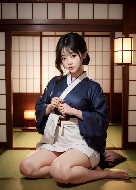 (korean young woman)，(raw photogr:1.3)，extremelybeautiful，(in a ryokan)，(nestled in a man&#39;s arms:1.2)，(kissing a man:1.3)，(b...