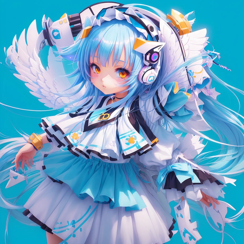 a cartoon image of a girl with a headress, splash art anime , angelic!! catgirl, cute art style, pixiv contest winner, clean artstyle, video game fanart, advanced digital chibi art, game art!!, anime style illustration, pixiv, cyber school girl, pixiv style, digital anime illustration, pastel blue, yandere, thick eyelashes