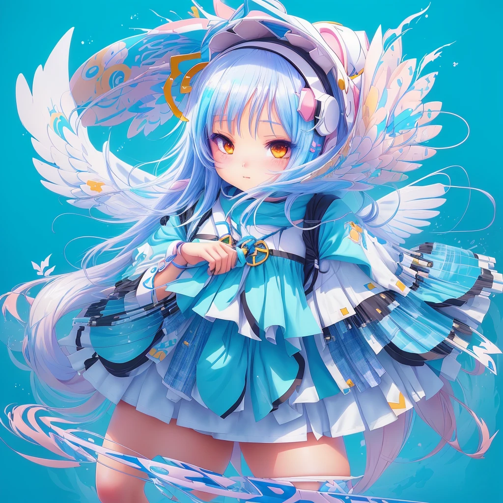 a cartoon image of a girl with a headress, splash art anime , angelic!! catgirl, cute art style, pixiv contest winner, clean artstyle, video game fanart, advanced digital chibi art, game art!!, anime style illustration, pixiv, cyber school girl, pixiv style, digital anime illustration, pastel blue, yandere, thick eyelashes