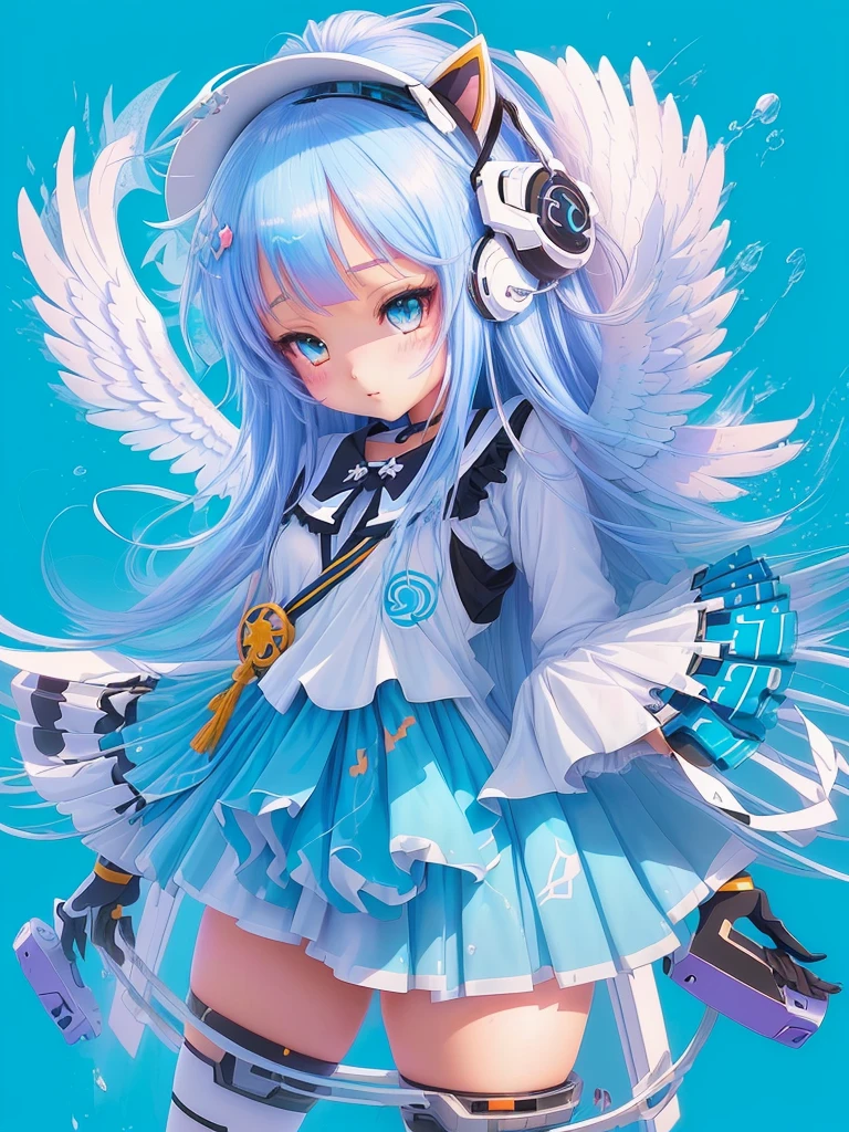 a cartoon image of a girl with a headress, splash art anime , angelic!! catgirl, cute art style, pixiv contest winner, clean artstyle, video game fanart, advanced digital chibi art, game art!!, anime style illustration, pixiv, cyber school girl, pixiv style, digital anime illustration, pastel blue, yandere, thick eyelashes