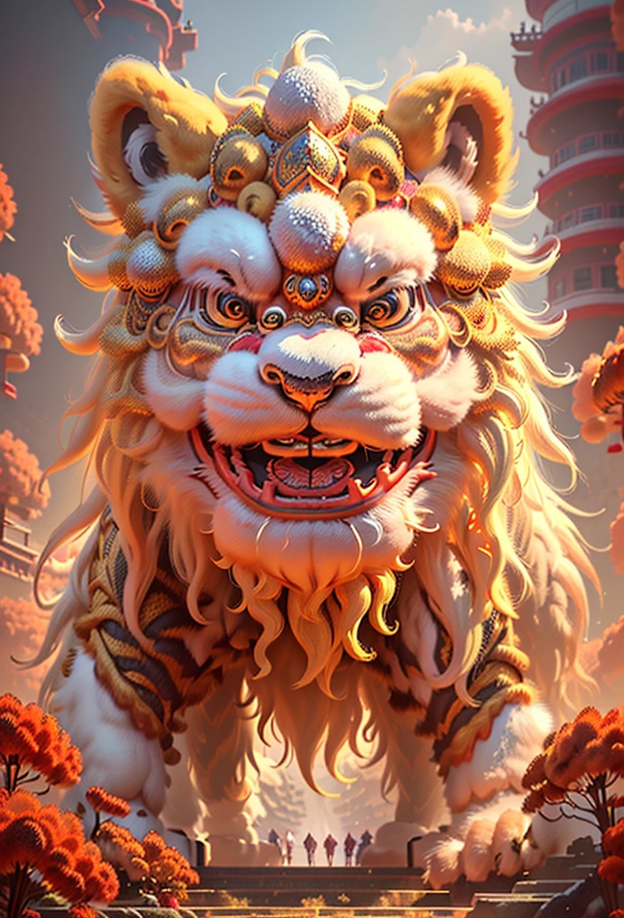 Traditional Chinese Lion Dance,Chinese awaken the lion,Chinese Lion Dance,Golden fur,cute furry,Beautiful and detailed digital artwork,cute digital painting,4k highly detailed digital art,8k high quality, Detailed art,niedliche Detailed artwerke,digital painting with many details,delightful digital art,sophisticated digital art,Lion detailed,high detailed digital art。 (​masterpiece+best quality+high level of detail), A true representation of award-winning photography+Reproduce the best visual effects, Perfect shot, Get eye-catching movie posters! Clear focus, depth of field。