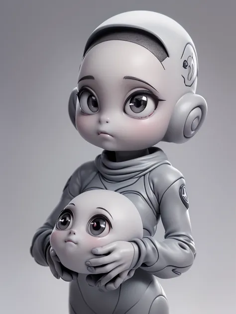 (((Masterpiece))), (high quality),(One Gray type alien,15 year old girl alien:1.5),5 heads,(Skinhead,Gray aliens,Large, dark, al...