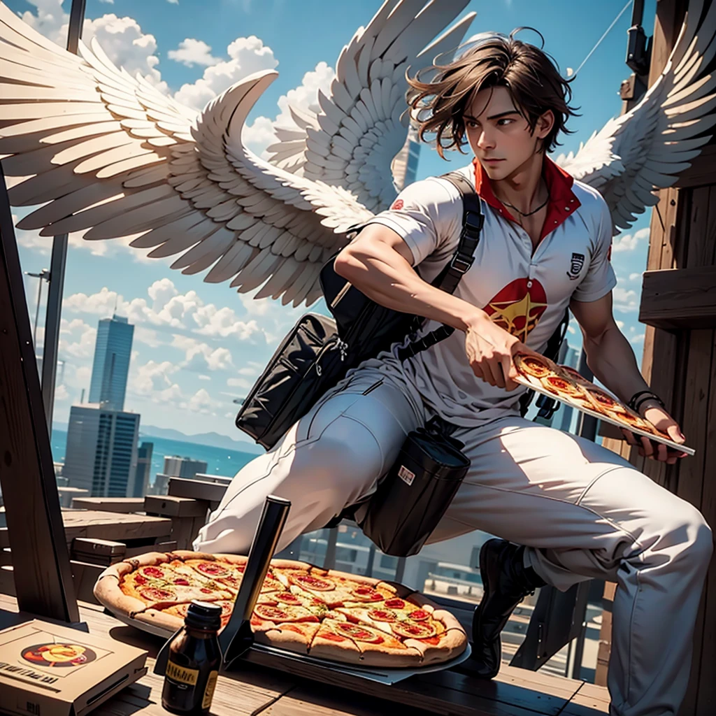 Icarus delivering a pizza