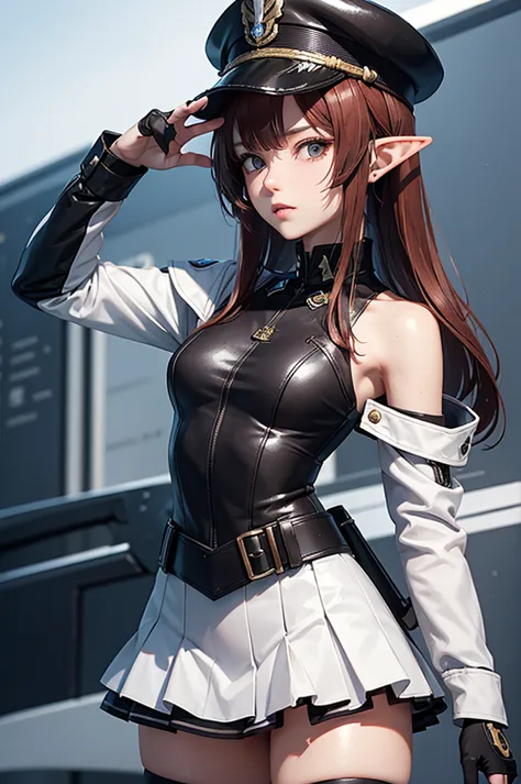 create a highly detailed 3d rendering of a character named ulc from sega's pso2. the character is an elf-like female with pointe...