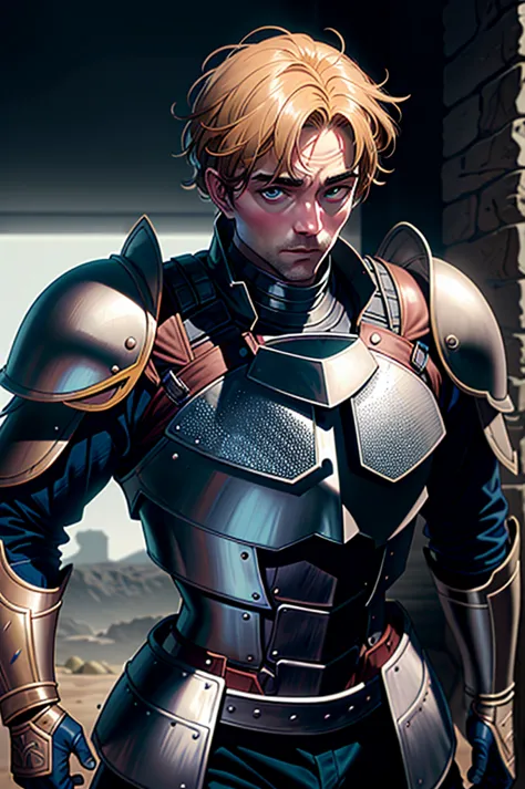 one  men, with face robert pattinson wearing the armor of an ancient knight, similar to marvel&#39;s black knight, very strong, ...