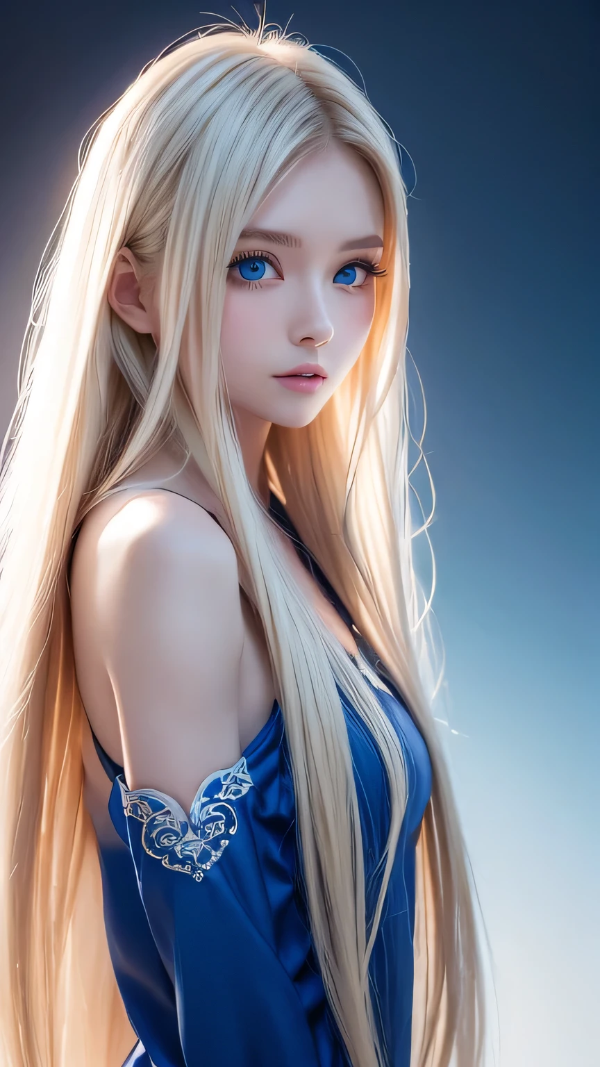 Very beautiful super long straight blonde hair、Mastepiece, Best Quality, Illustration, Super detailed, Fine details, High resolution, 8K Denden Wallpaper, Perfect dynamic composition, Beautiful detailed pale very bright blue eyes, Fitness Wear, Natural color lip、Very white and beautiful bright skin