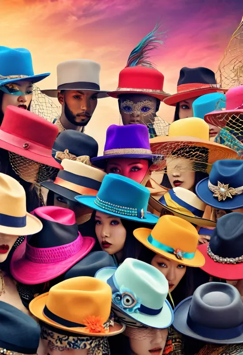 a high quality digital art of "the hats have eyes", with different immersive, unambiguously biological elements, inspired by yin...