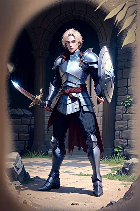 a man in armor holding a sword and a shield, powerful boots, pale black armor, evil knight, in monster hunter armor, with robert...