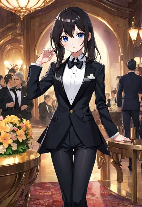 anime girl wearing tuxedo