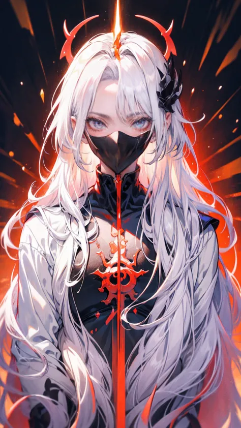 anime - style image of a boy with white hair holding a fan, white haired deity, handsome japanese demon boy, handsome guy in dem...